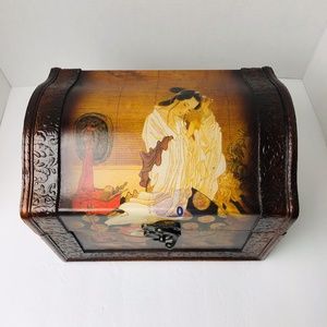 Japanese Inspired Wood Keepsake Jewelry Photo Box